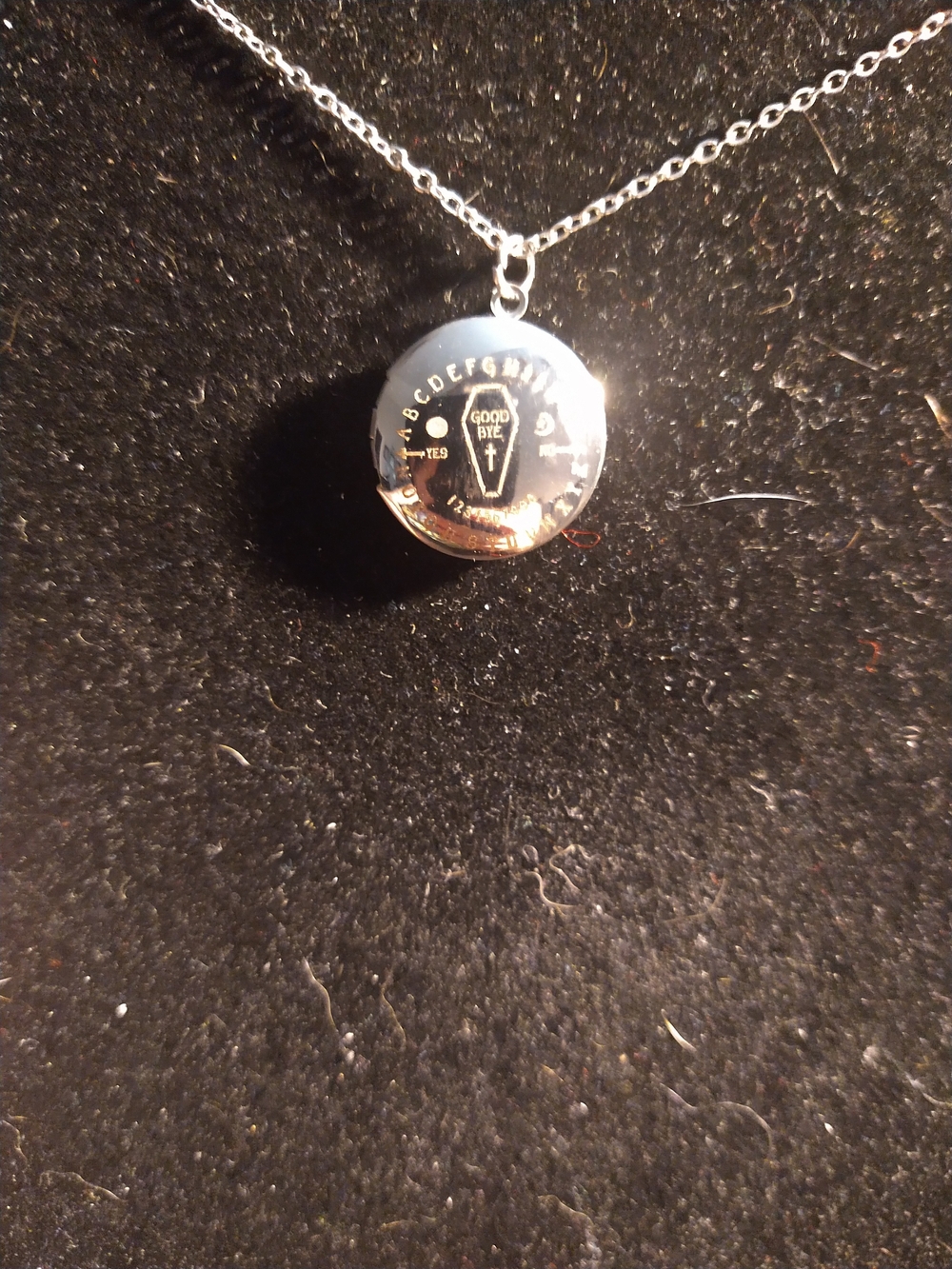 Silver Ouija Planchette Coffin Locket Necklace